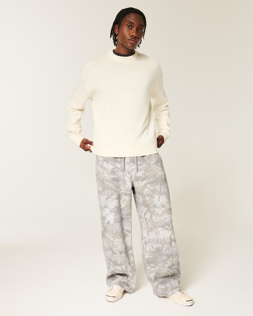 Hollister Gray Camo Super Baggy Sweatpants for men