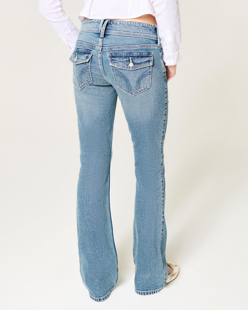 Hollister Blue Low-rise Medium Wash Bootcut Jeans