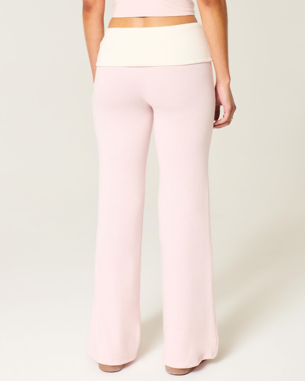 Hollister Pink Foldover Waist Knit Flare Pants