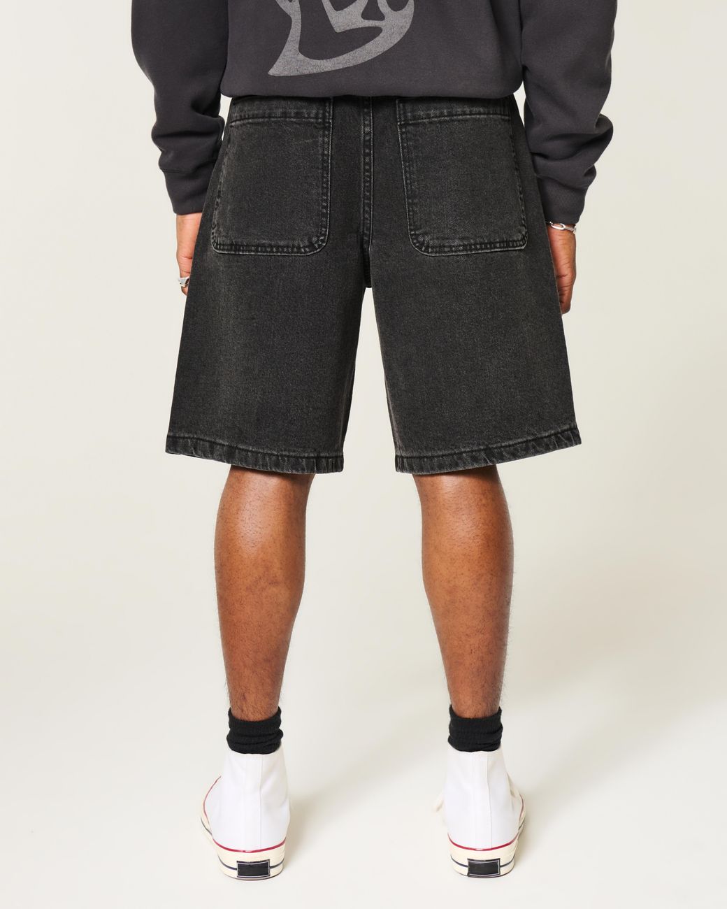 Hollister Black Baggy Jean Shorts for men