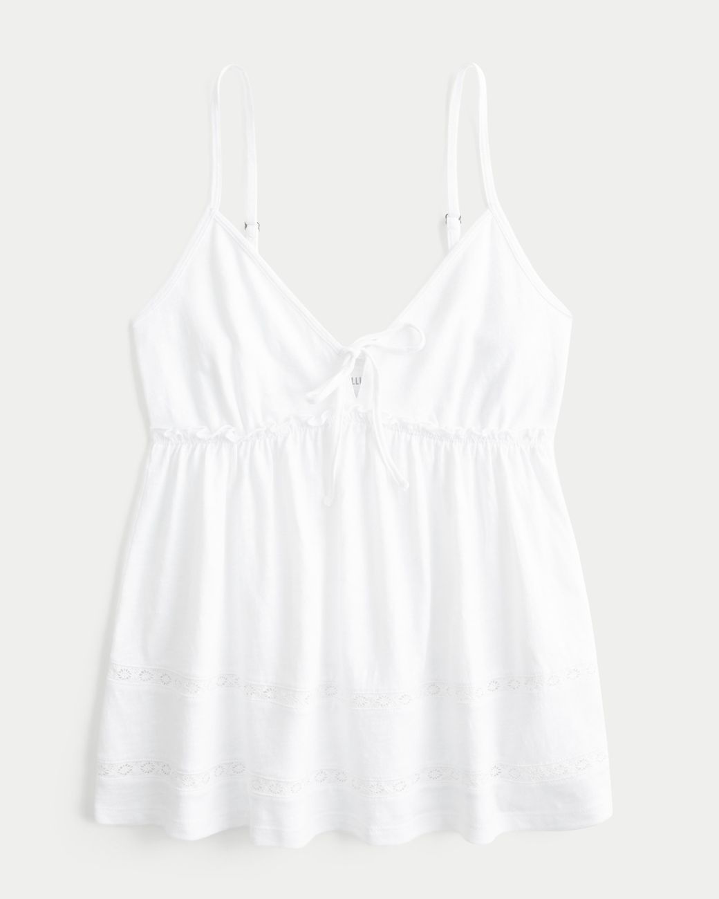 Hollister White Tie-front Babydoll Top