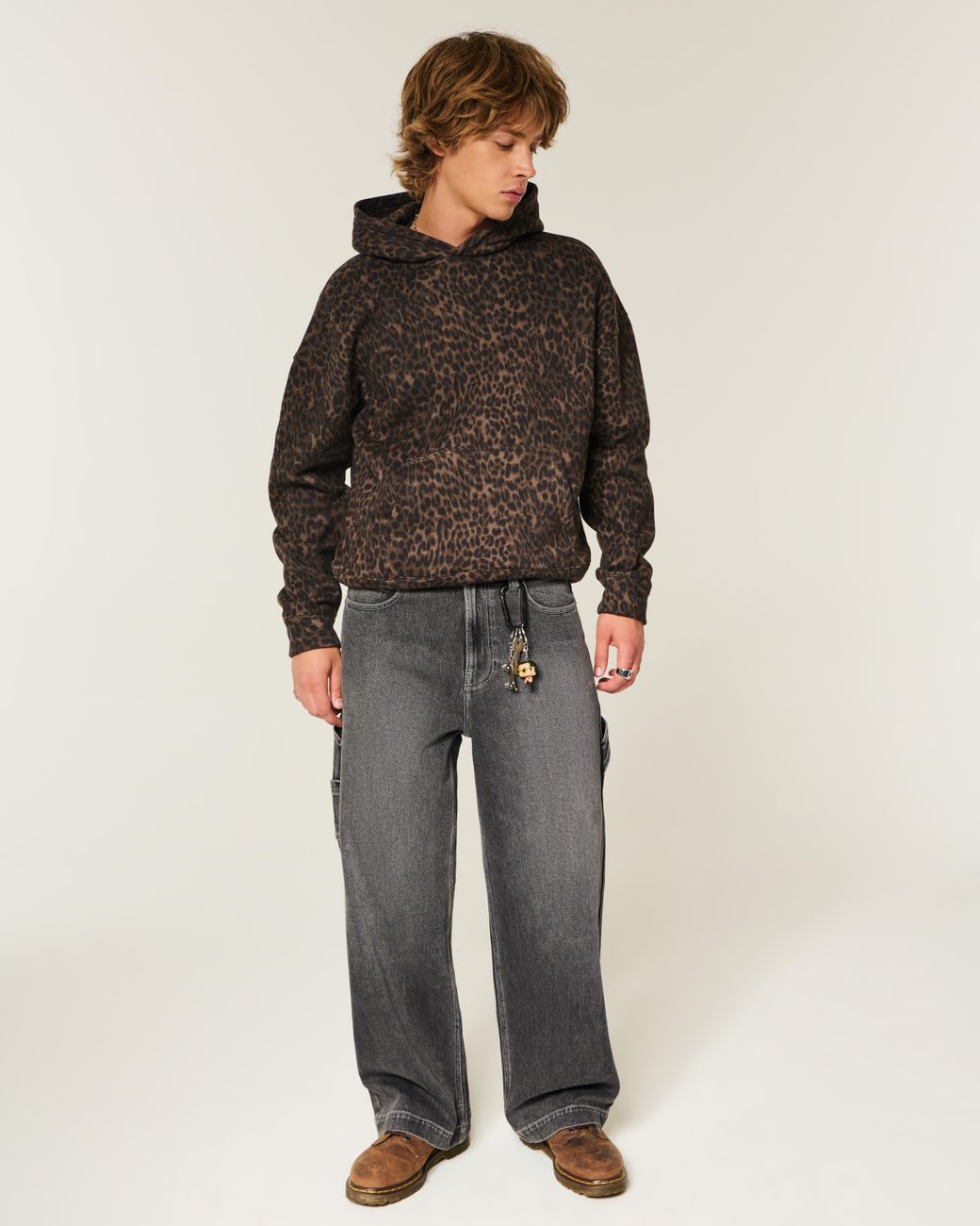 Hollister Gray Washed Black Super Baggy Painter Jeans for men