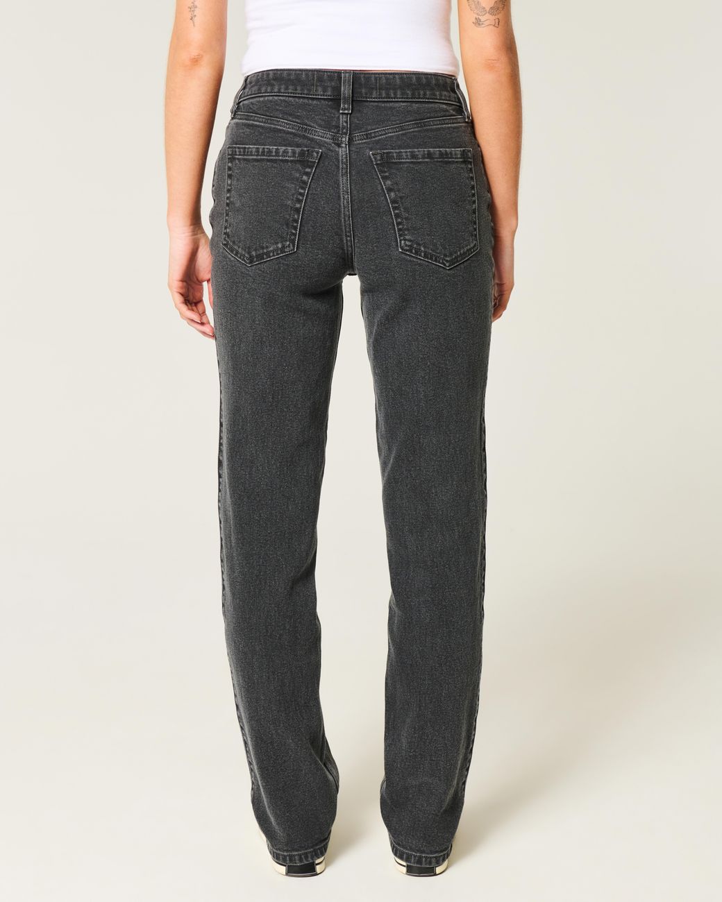 Hollister Gray High-rise Washed Black Straight Jeans