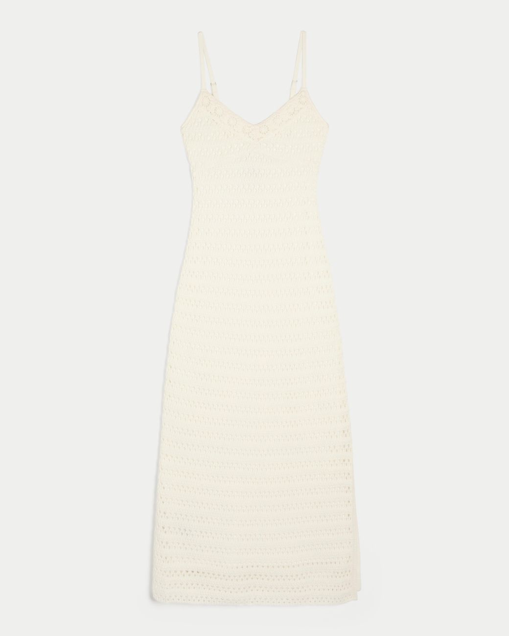 Hollister White Crochet-style Knit Midi Dress