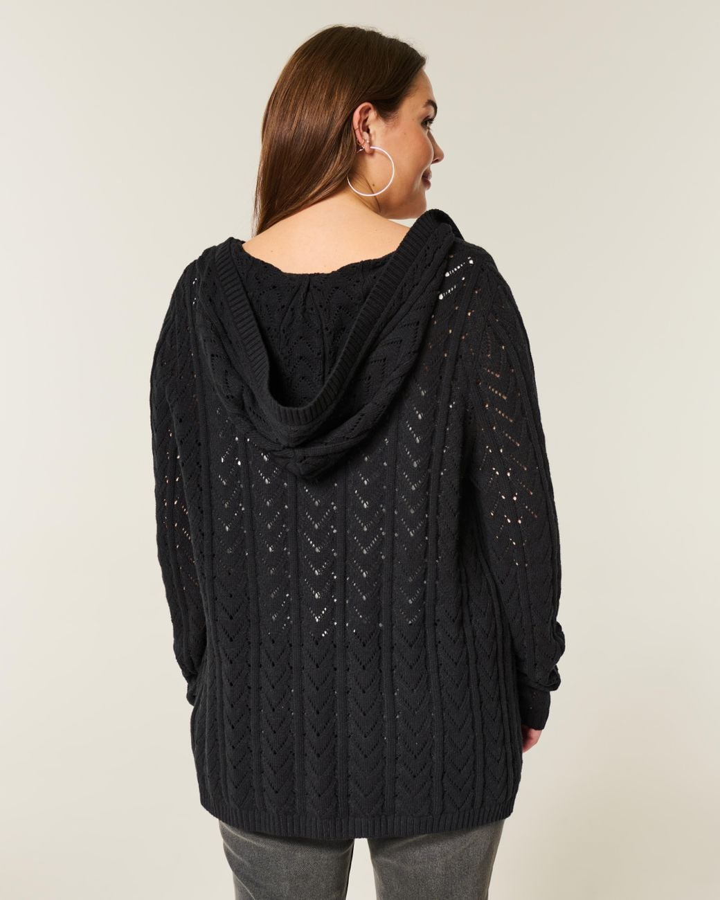 Hollister Black Stitchy Hooded No-close Cardigan