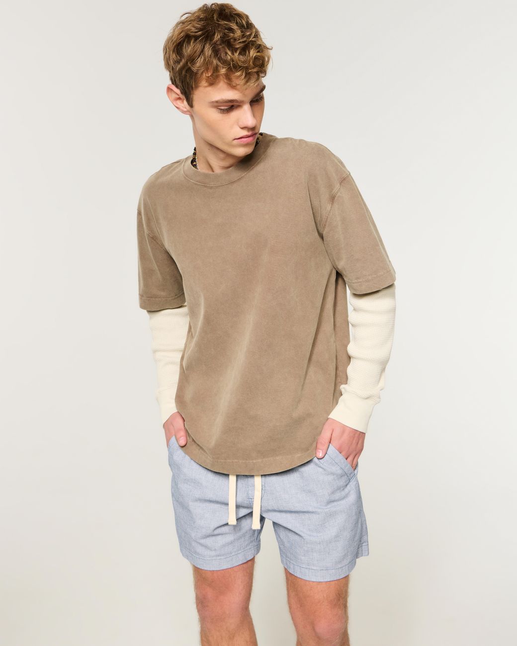 Hollister Blue Mid-thigh Linen-blend Pull-on Shorts for men