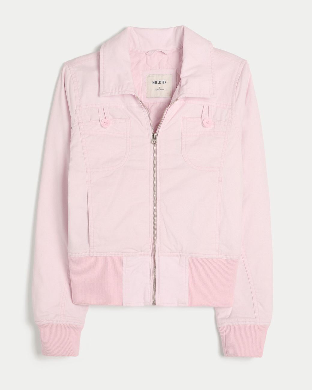 Hollister Pink Twill Zip-up Jacket