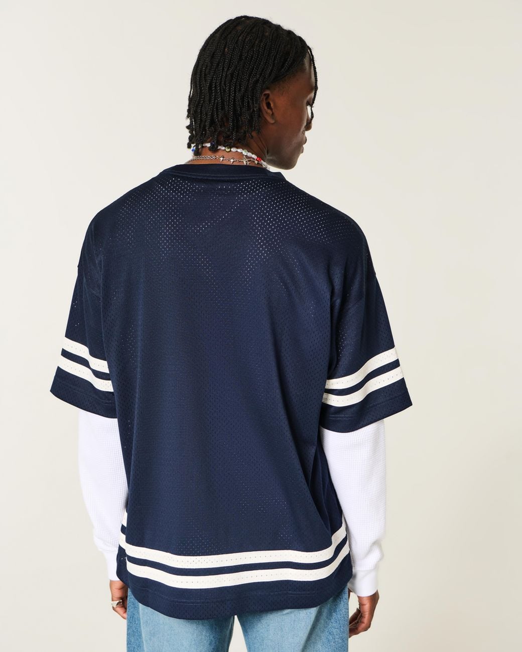 Hollister Blue Baggy Ford Graphic Football Jersey for men
