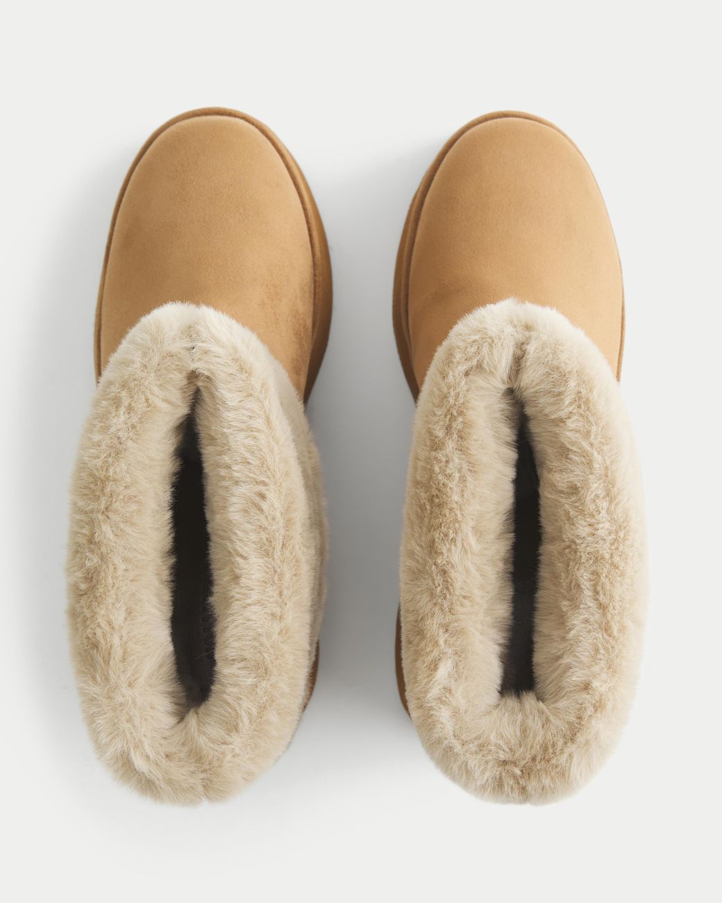 Hollister Natural Faux Leather Fuzzy Boots