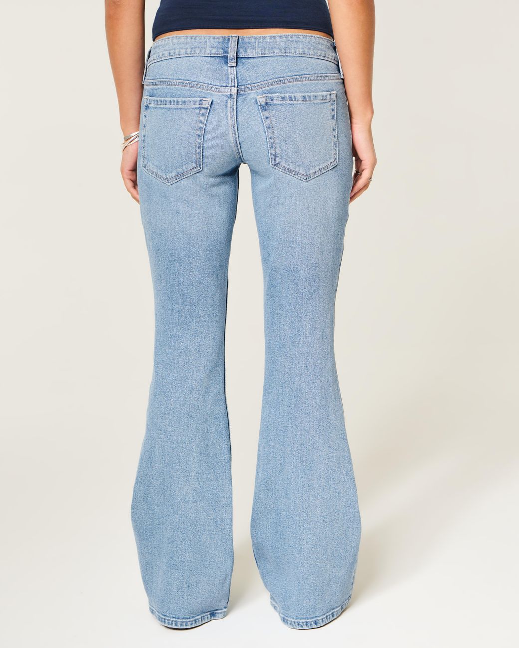Hollister Blue Ultra Low-rise Medium Wash Flare Jeans