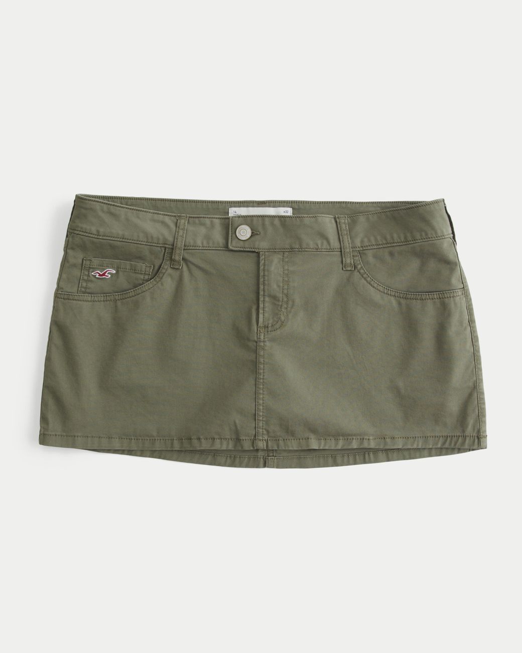 Hollister Green Ultra Low-rise Twill Icon Micro Mini Skort