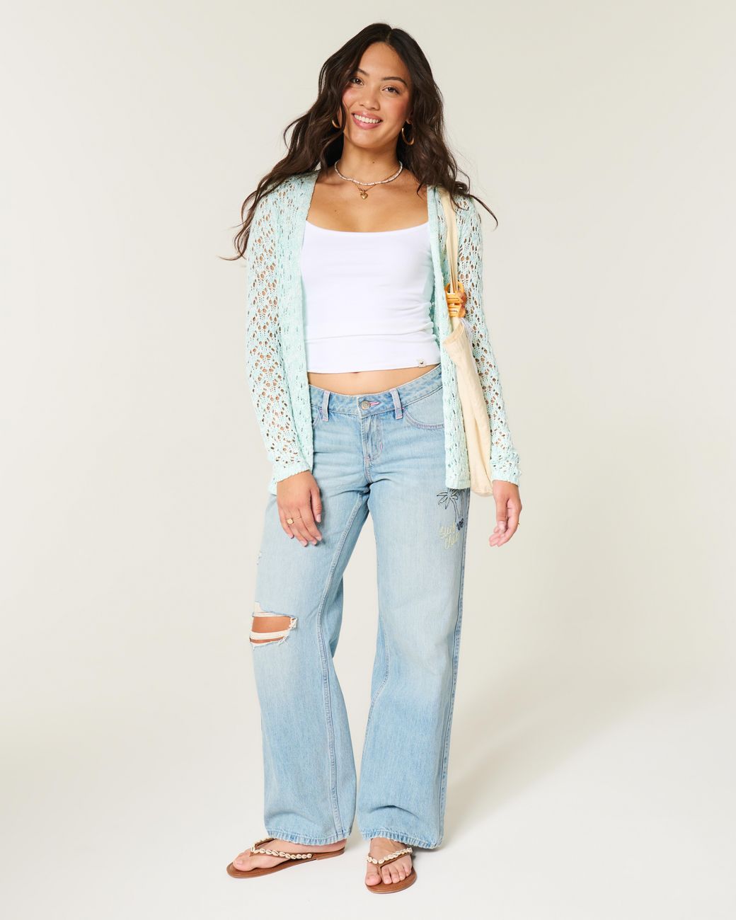 Hollister Blue Open-stitch No-close Cardigan