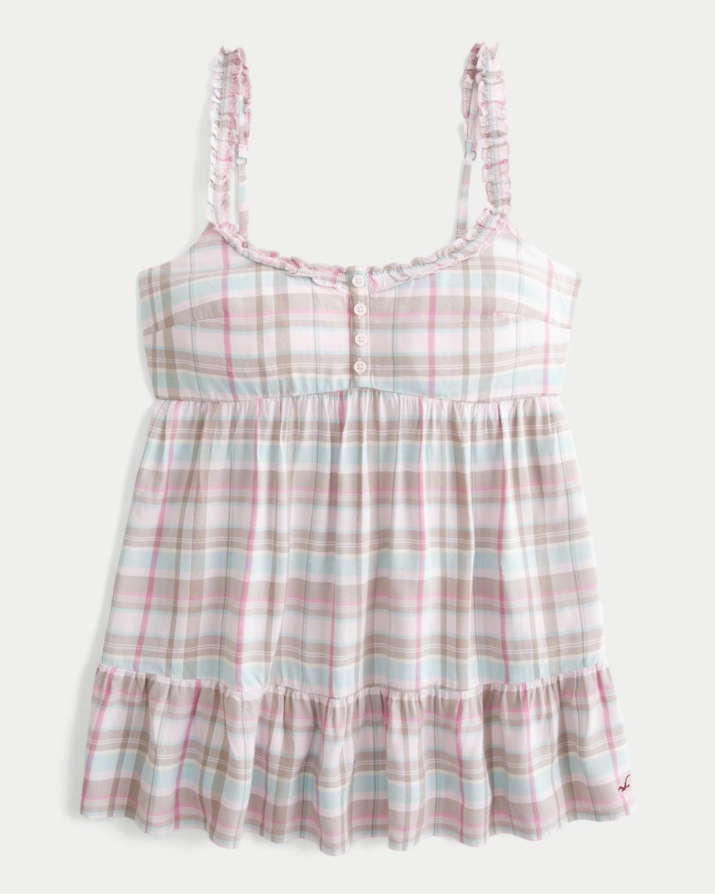 Hollister White Longline Ruffle Icon Tunic Babydoll Top