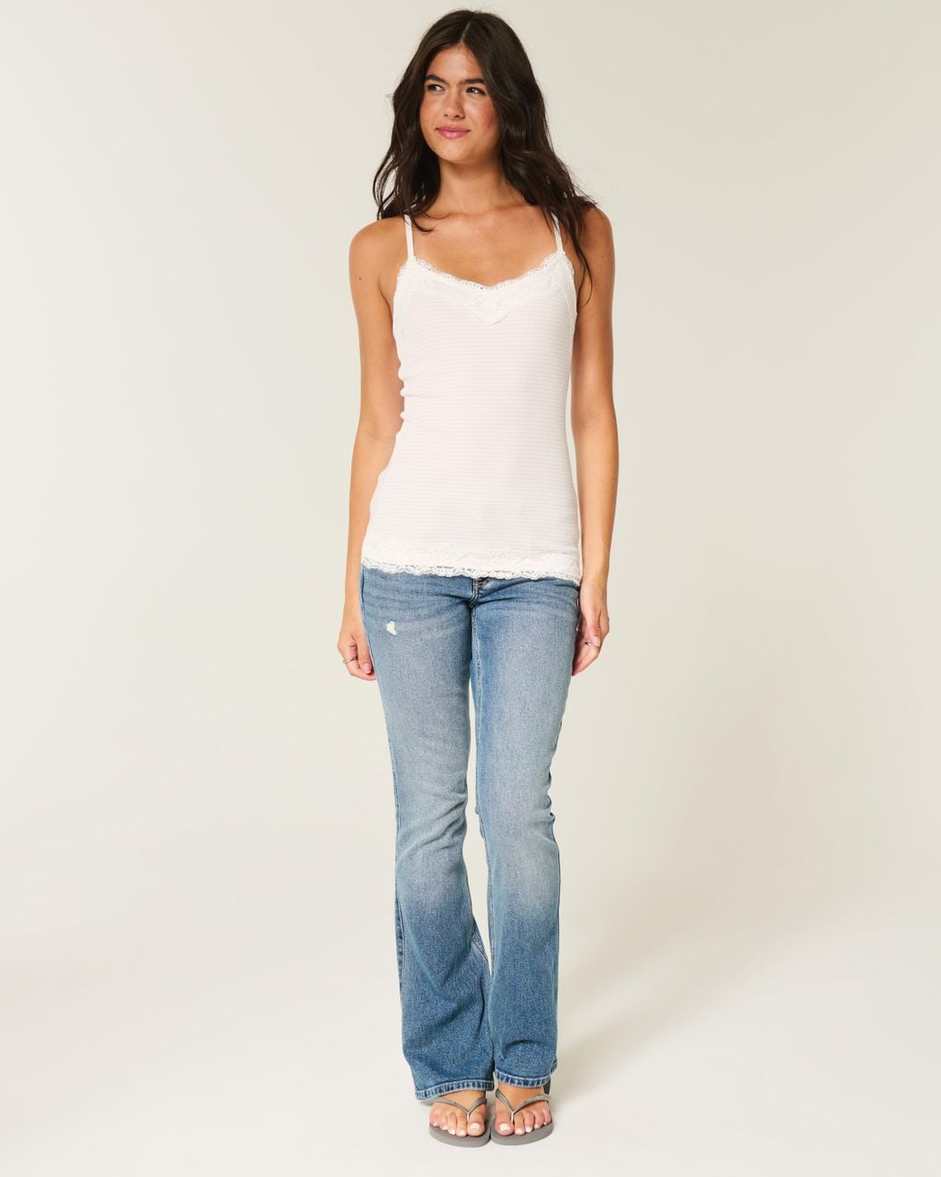 Hollister White Lace Trim Cami