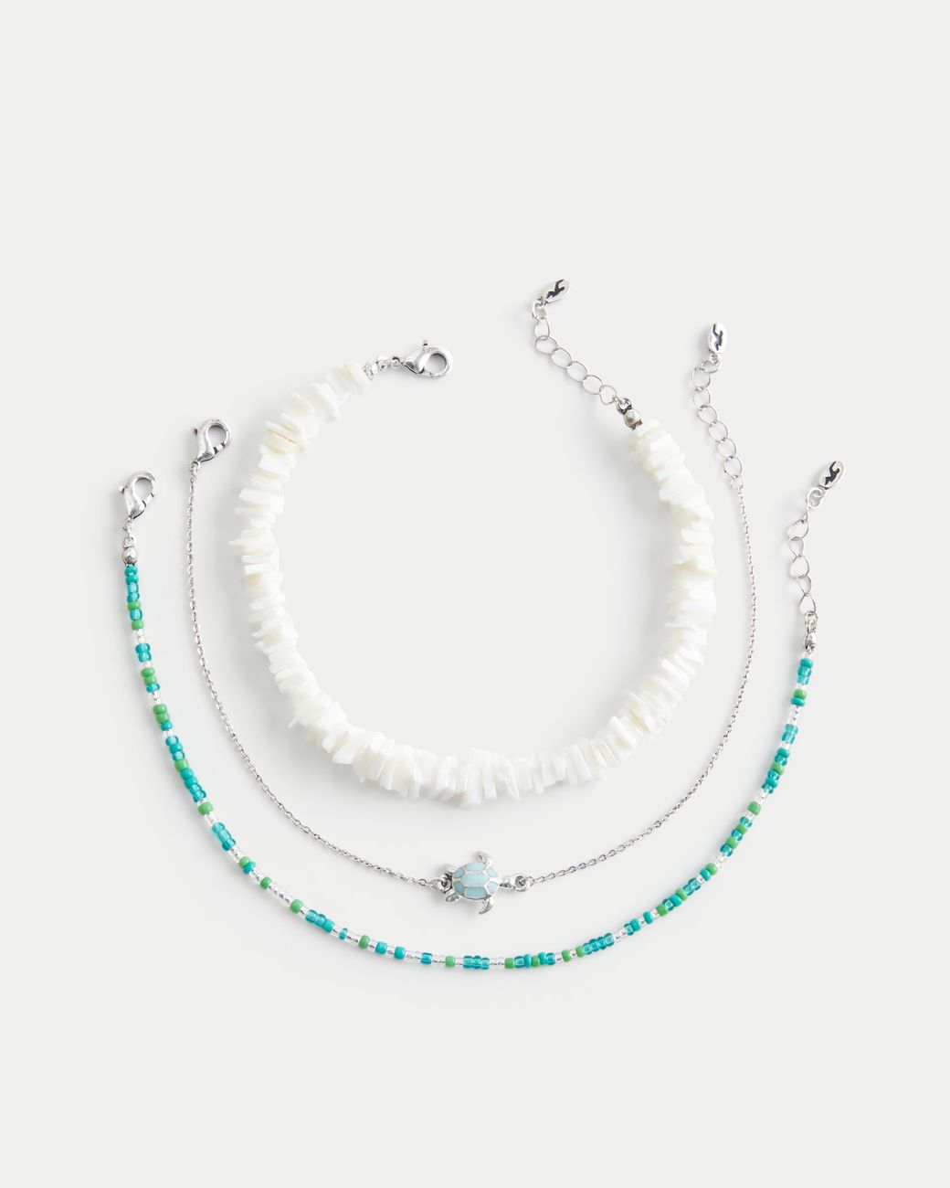 Hollister Blue Shell Anklet 3-pack