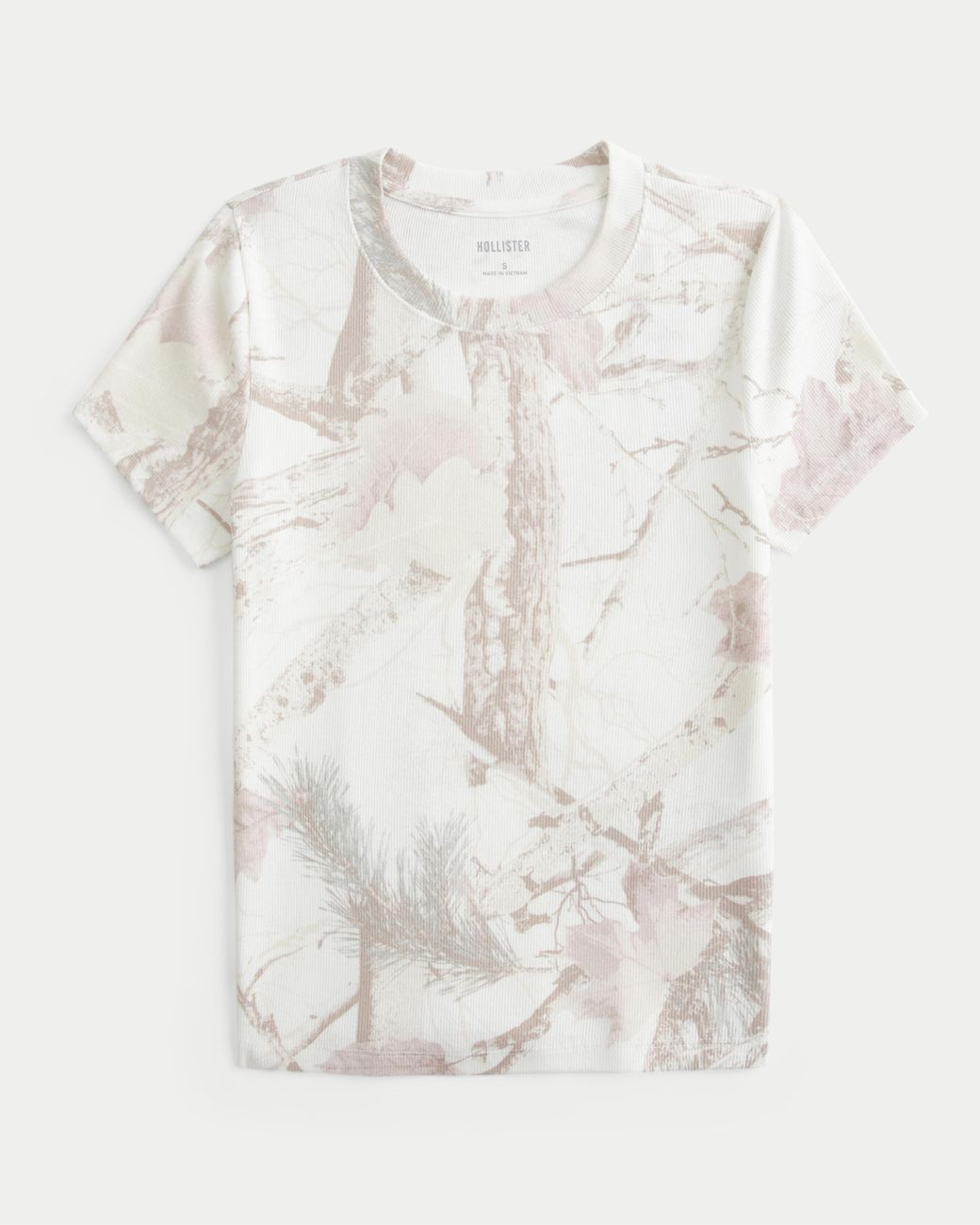 Hollister White Camo Crew Baby Tee