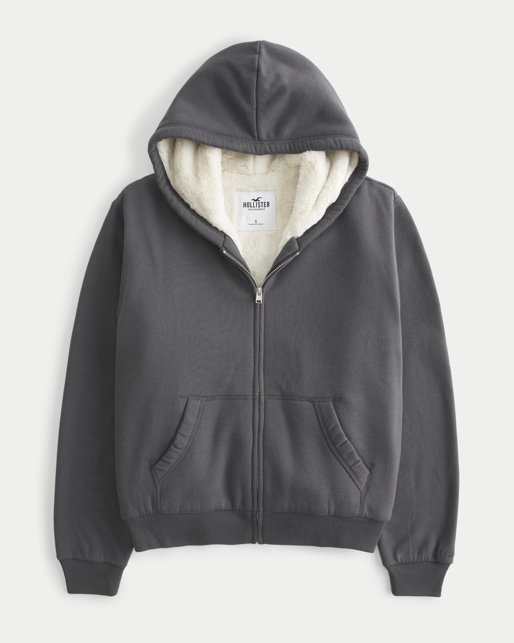 Hollister Easy Teddy lined Zip up Hoodie in Grey Lyst UK