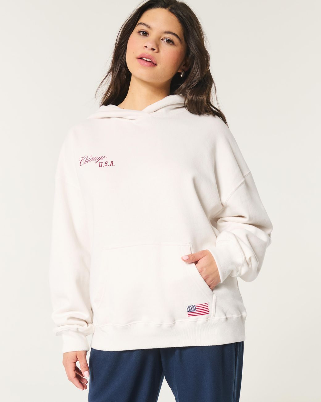 Hollister cream hoodie sales