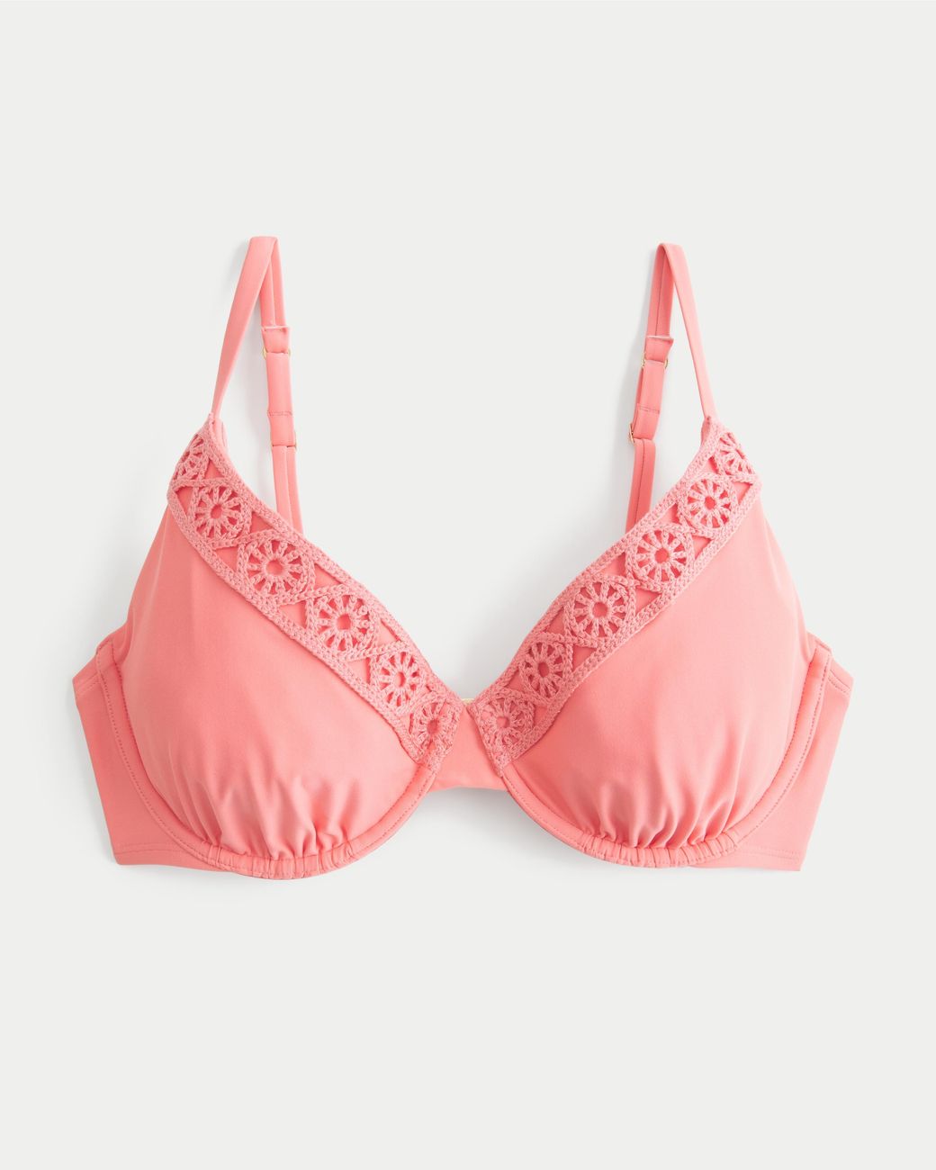 Hollister Pink Curvy Crochet-style Trim Underwire Bikini Top