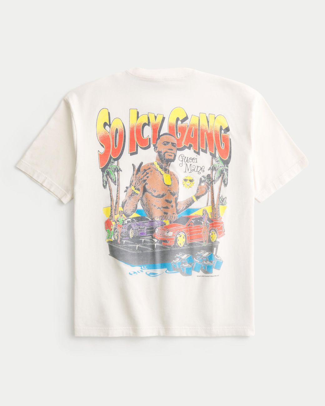 Hollister White Boxy Gucci Mane Graphic Tee for men