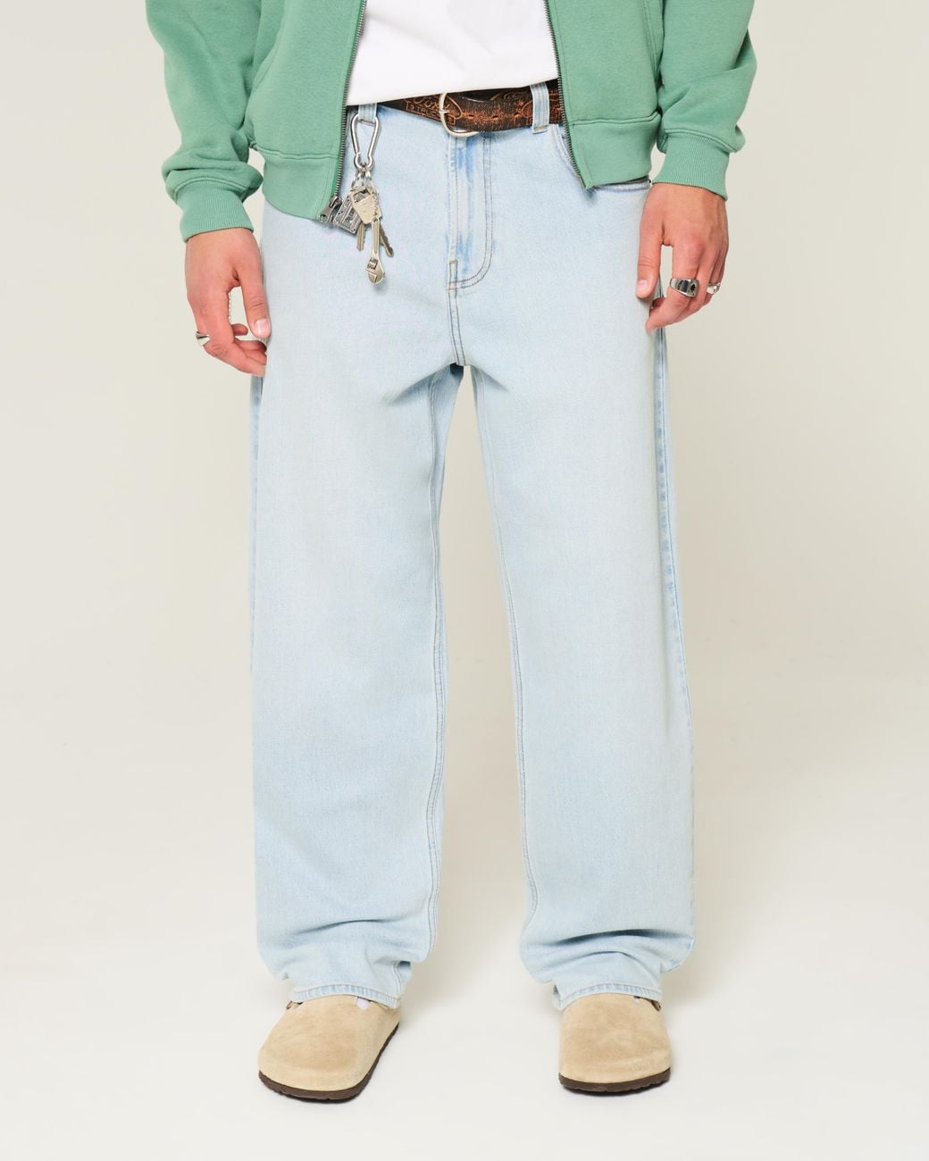Hollister Blue Light Wash Skater Baggy Jeans for men
