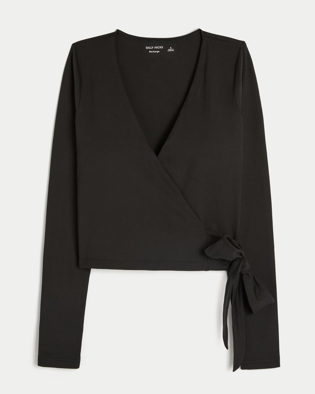 Hollister Black Gilly Hicks Active Recharge Long-sleeve Wrap Top
