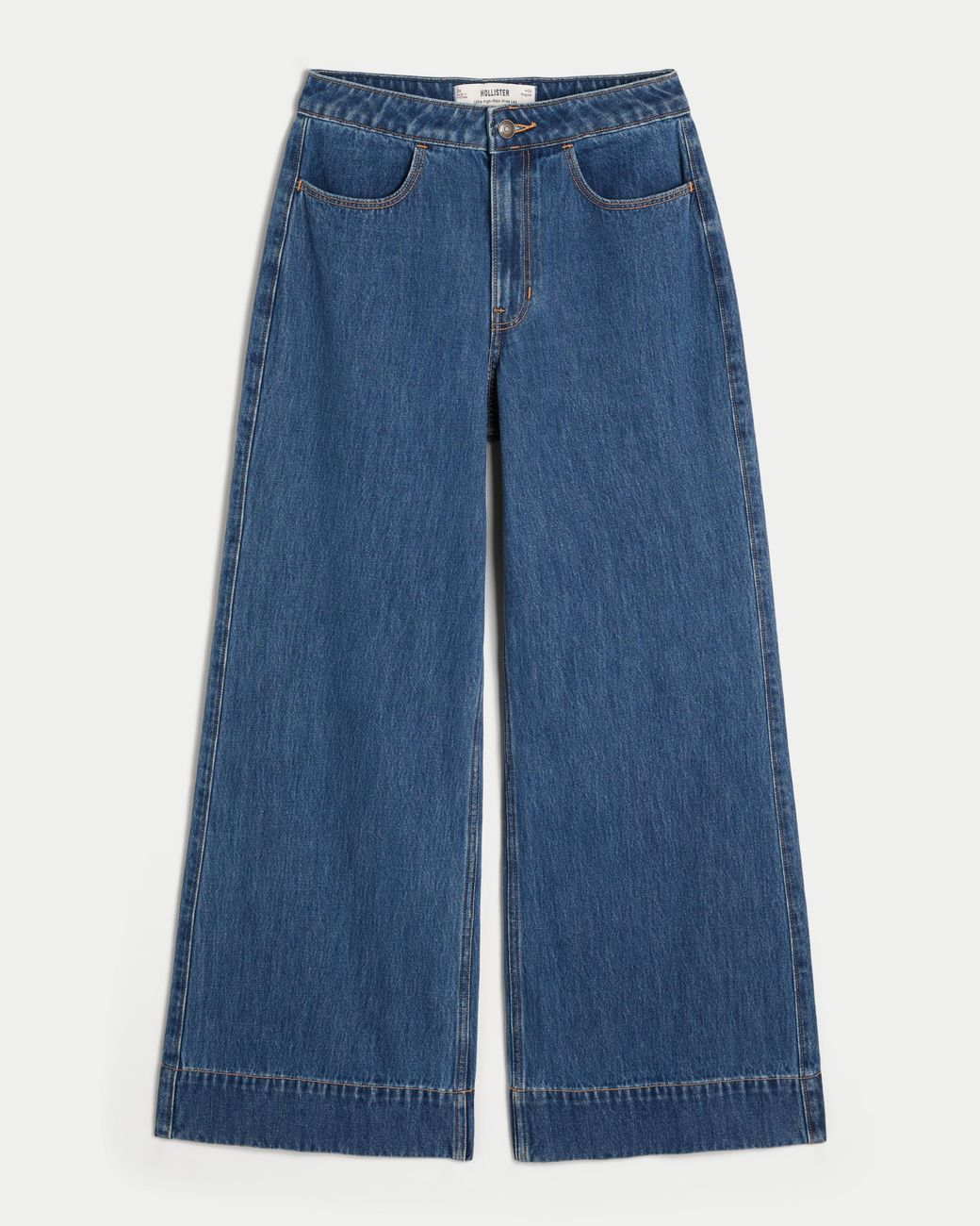 Hollister Blue Ultra High-rise Medium Wash Wide-leg Jeans
