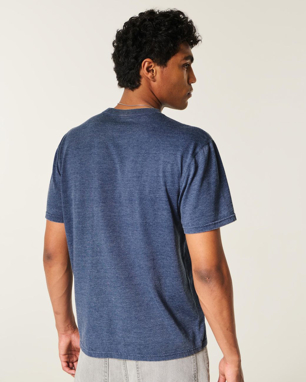 Hollister Blue Relaxed Washed Crew T-shirt for men