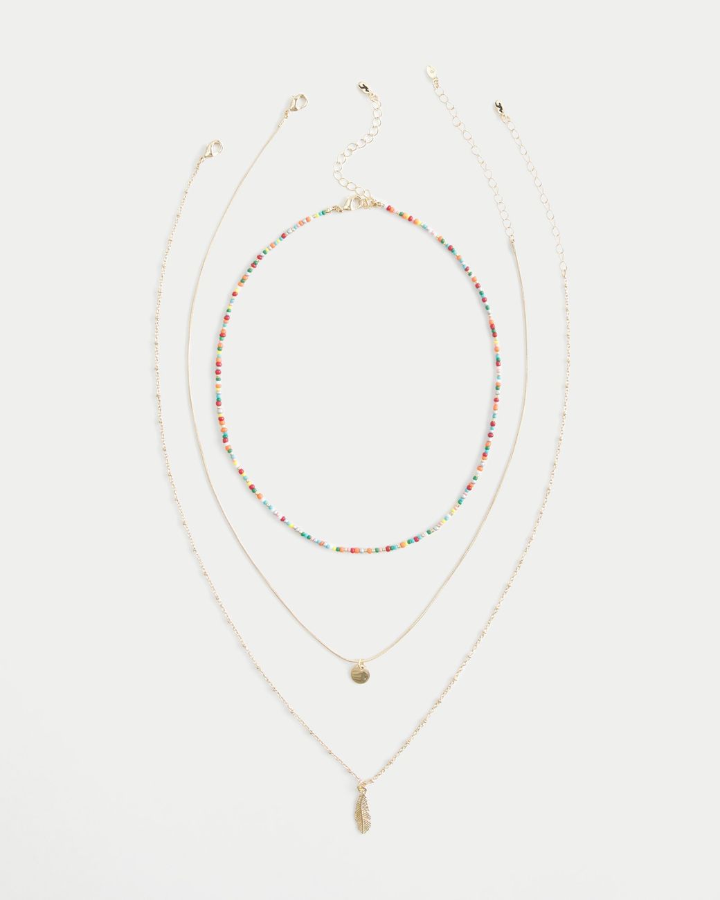 Hollister White Feather Necklace 3-pack