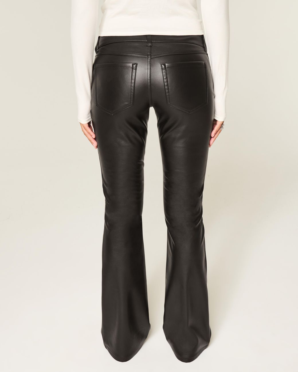 Hollister Gray Low-rise Faux Leather Bootcut Pants