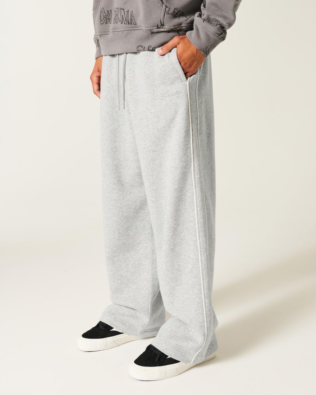 Hollister White Hollister Feel Good Super Baggy Sweatpants for men