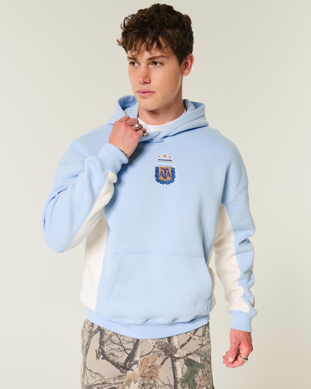 Hollister Blue Argentine Football Association Graphic Hoodie for men