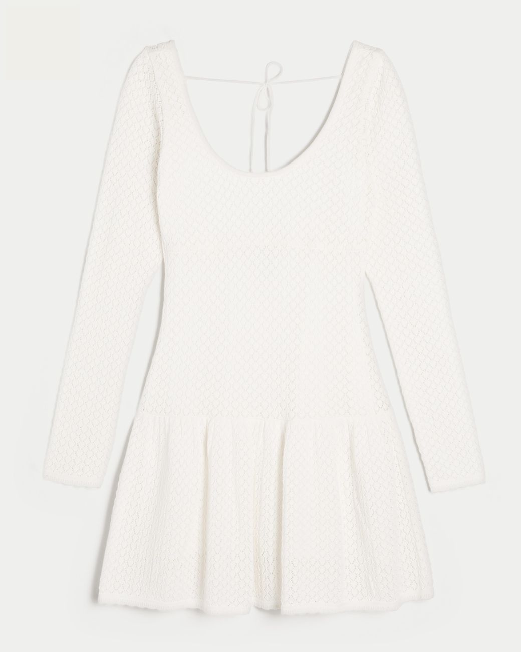 Hollister Natural Long-sleeve Crochet-style Mini Skater Dress