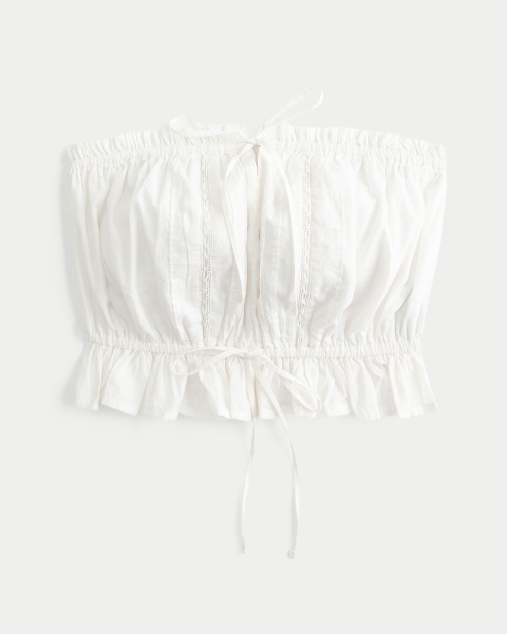 Hollister White Easy Crop Strapless Lace Inset Tube Top