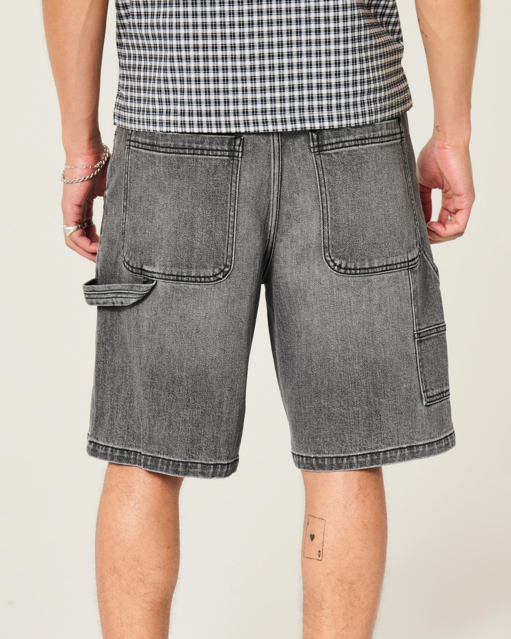 Hollister Gray Washed Black Painter Jean Shorts for men