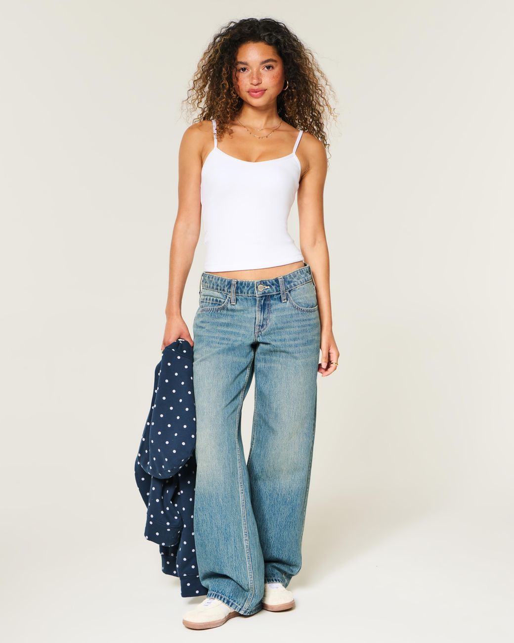 Hollister White Must-have Basics Baby V-neck Cami