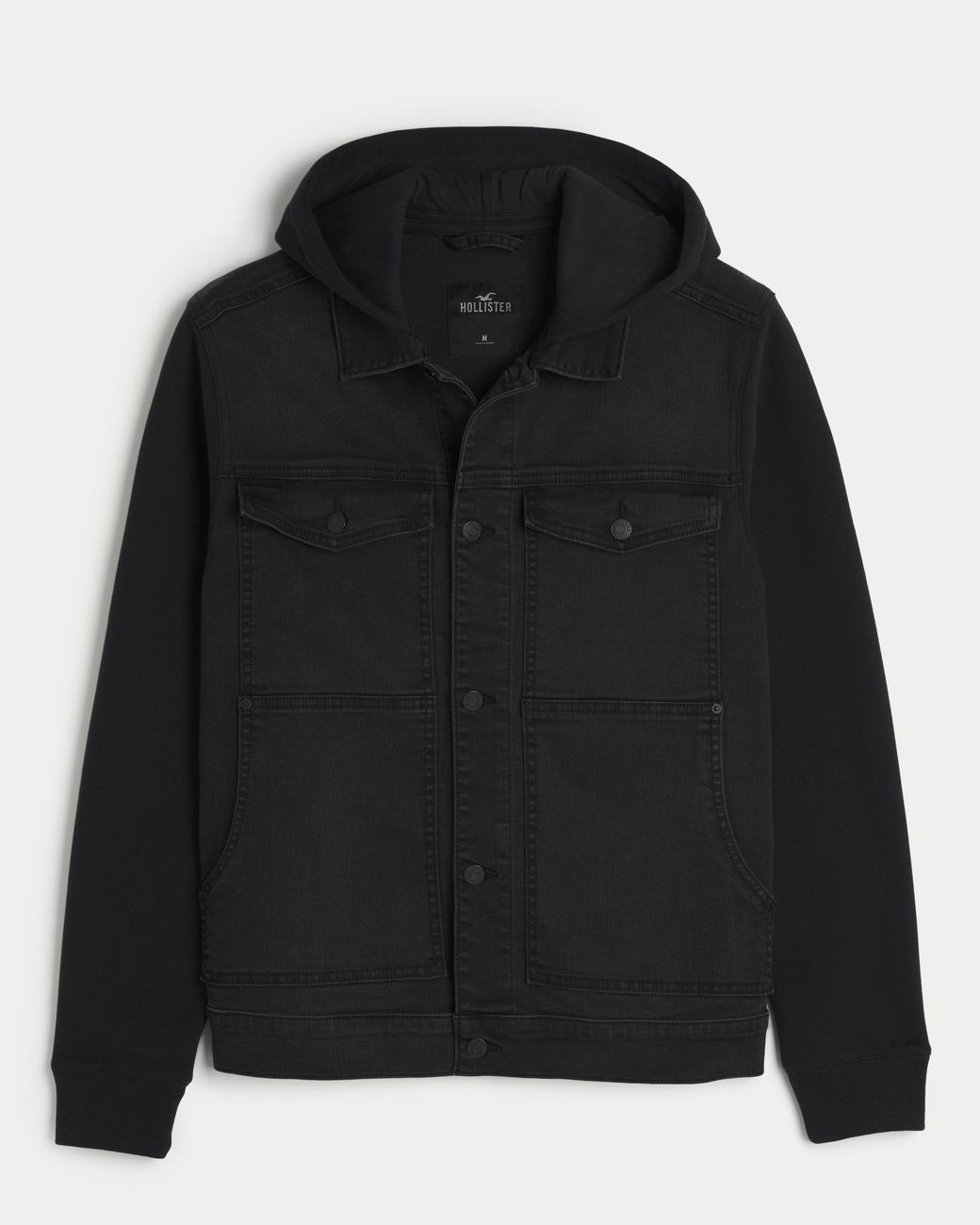 Hoodie Jacket Black Jean Jacket Hollister Hollister Men's Logo