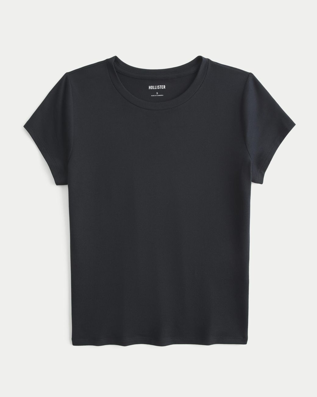 Hollister Black Seamless Fabric Crew Baby Tee