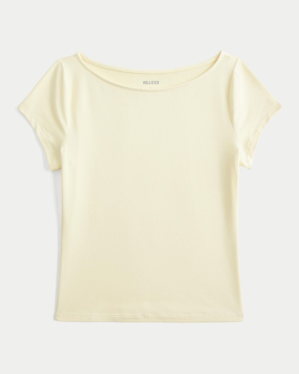 Hollister Natural Short-sleeve Seamless Fabric Slash-neck T-shirt