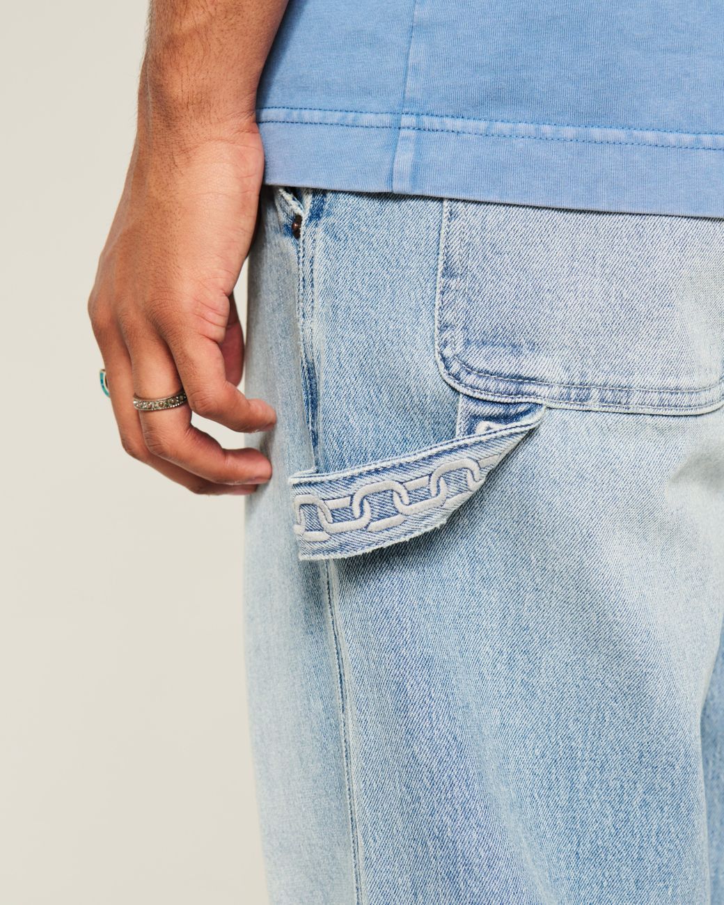 Hollister Blue Light Wash Baggy Painter Jeans for men