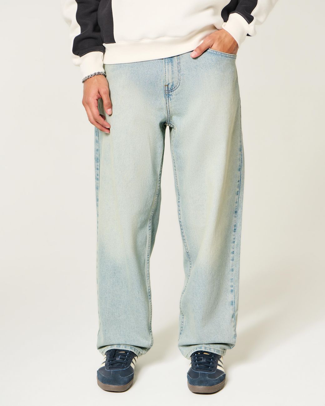 Hollister Blue Light Wash Skater Baggy Jeans for men