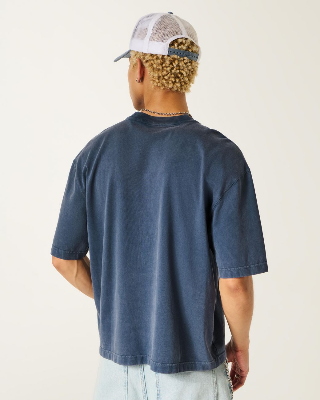 Hollister Blue Super Boxy Crew T-shirt for men