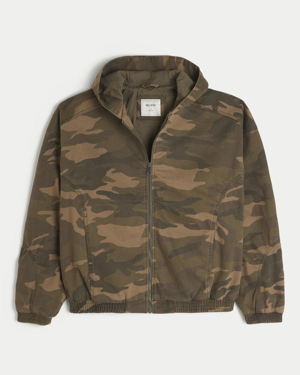 Hollister Green Camo Zip-up Skater Jacket for men