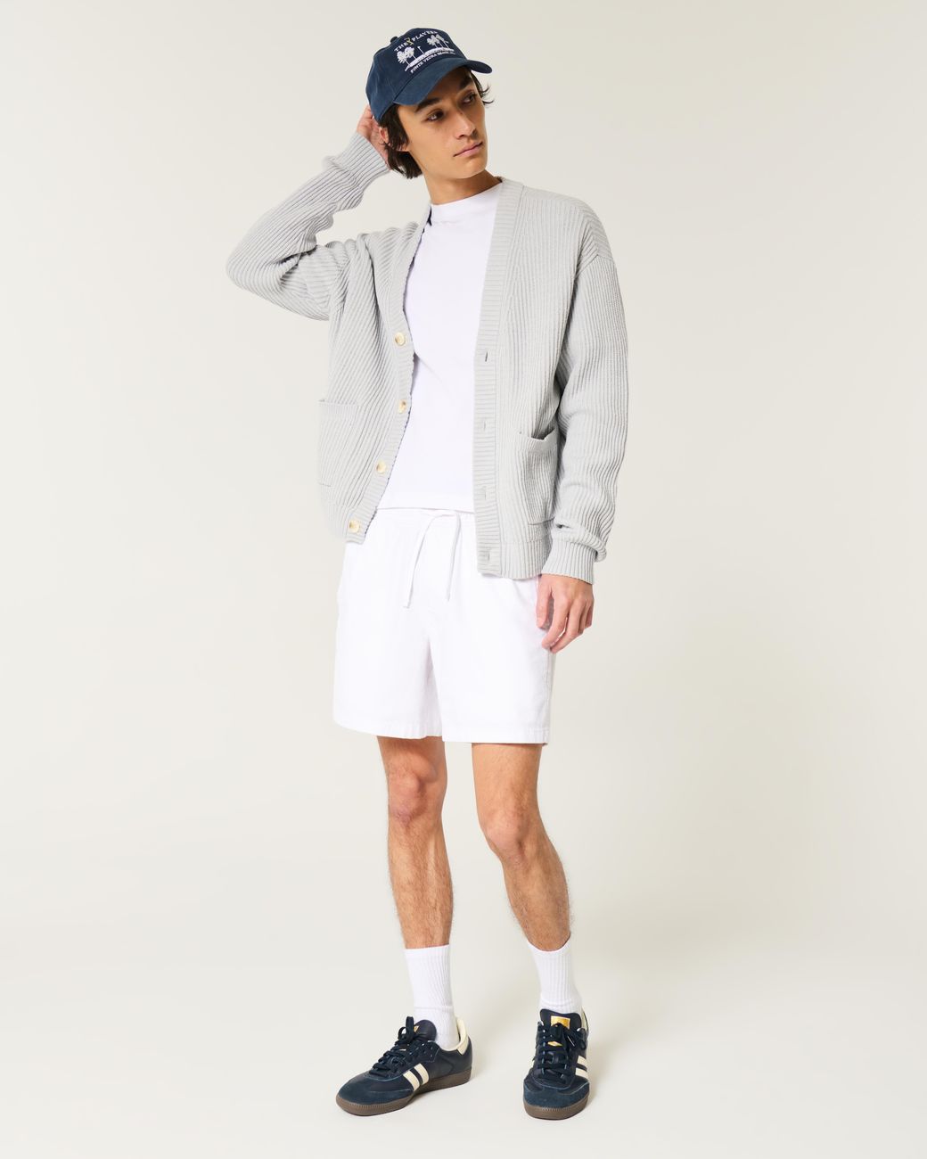 Hollister White Mid-thigh Linen-blend Pull-on Shorts for men