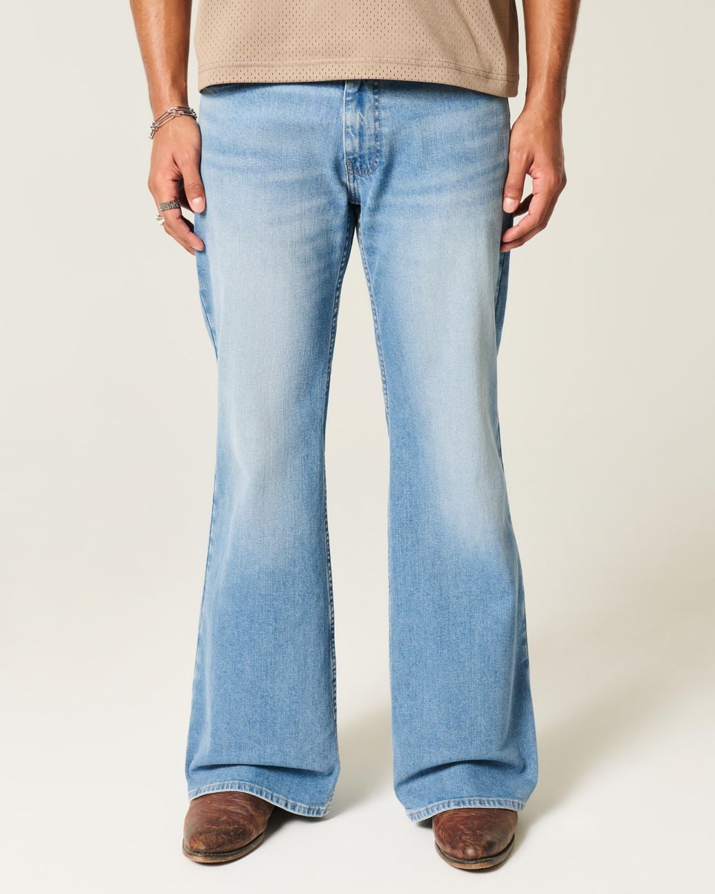 Hollister Blue Medium Wash Flare Jeans for men