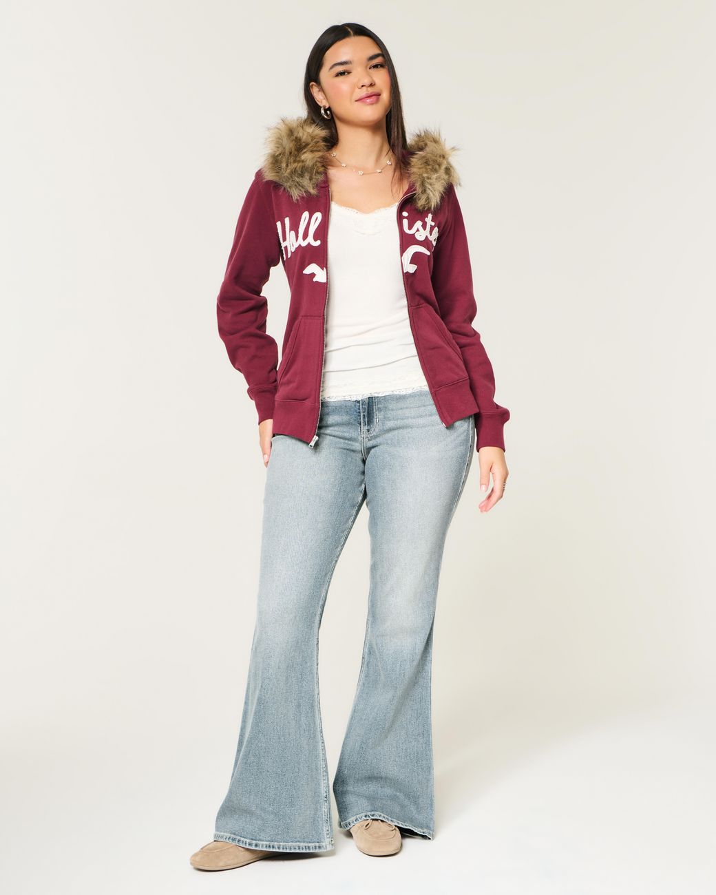 Hollister Blue Curvy High-rise Light Wash Flare Jeans