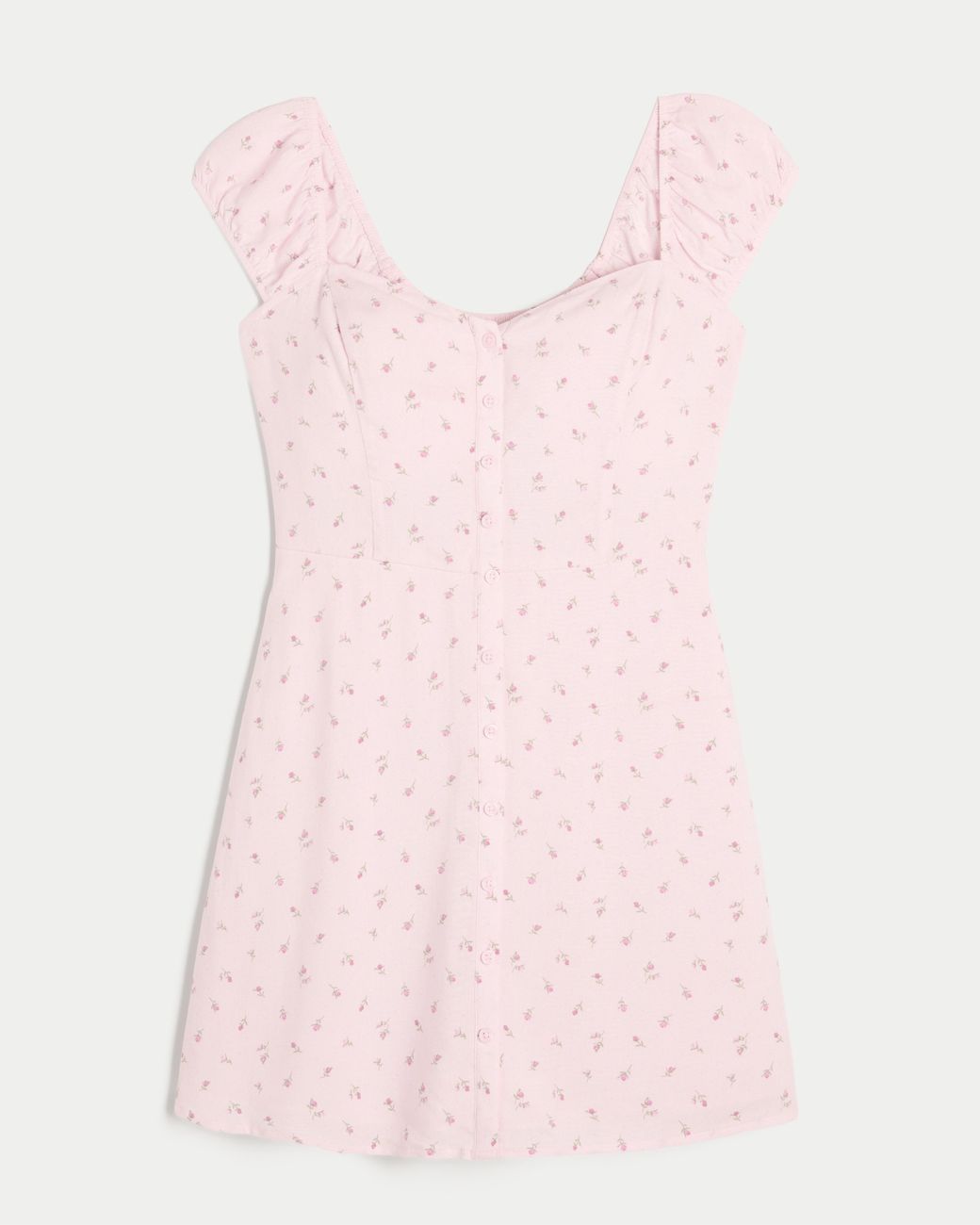 Hollister Pink Short-sleeve Button Front Mini Dress