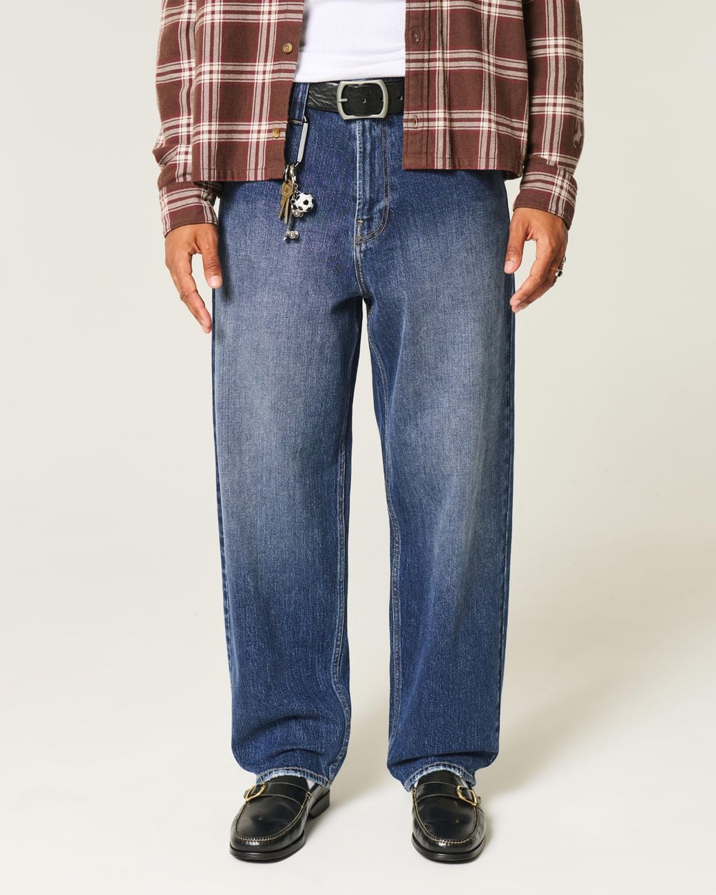 Hollister Blue Dark Wash Skater Baggy Jeans for men