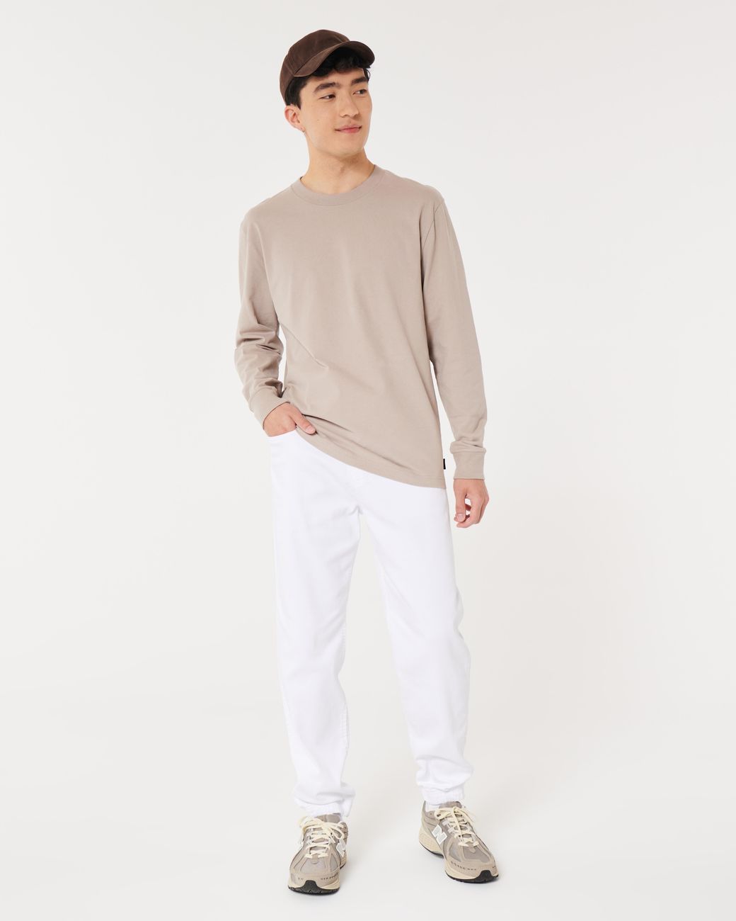 Hollister White Relaxed Joggers for men