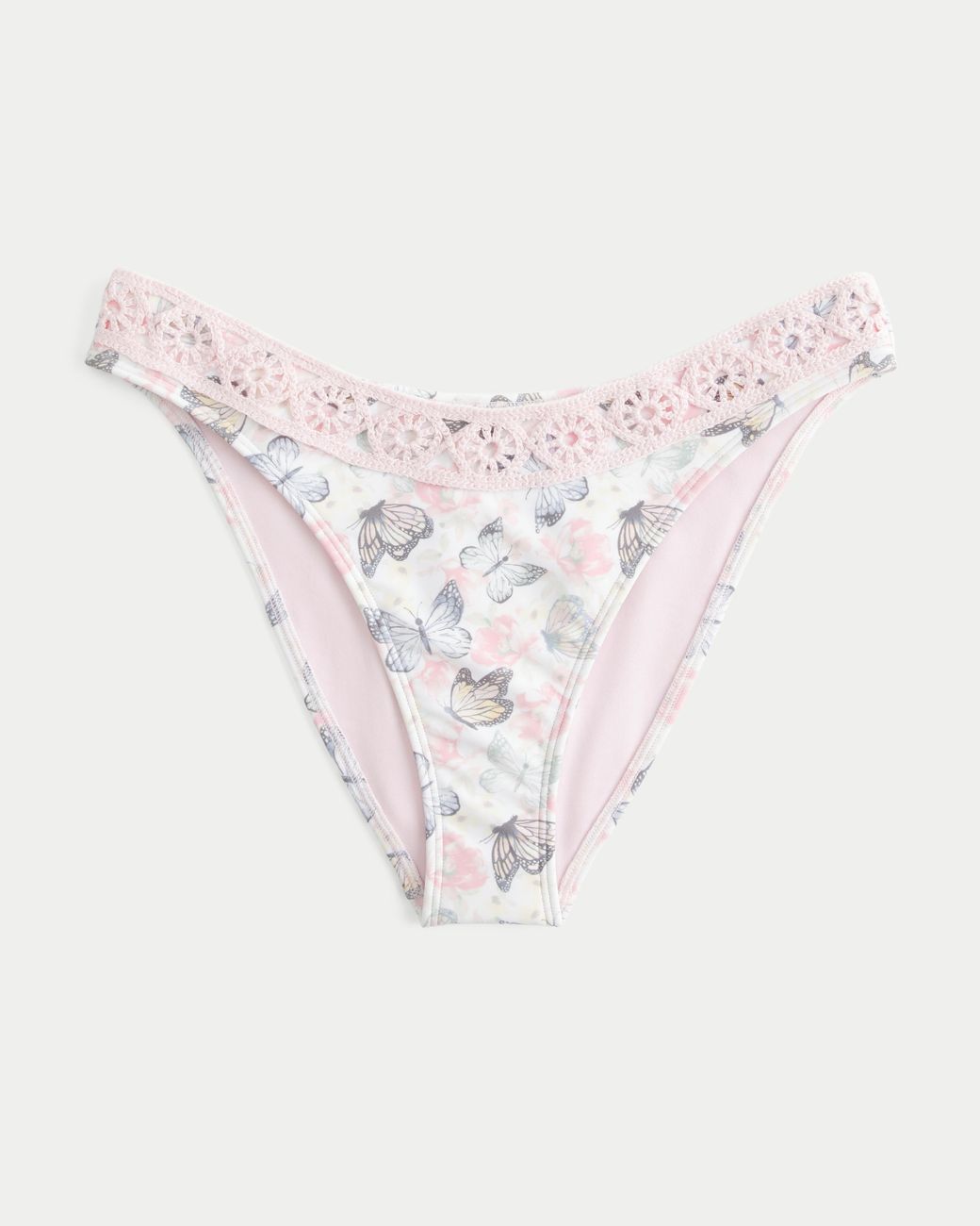Hollister White Crochet-style Trim Cheeky Bikini Bottom